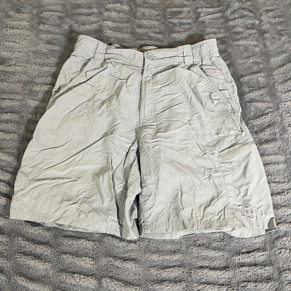 Simms Guide Series Fishing Shorts Mens Small Gray Nylon Cargo Quick‎ Dry AP756